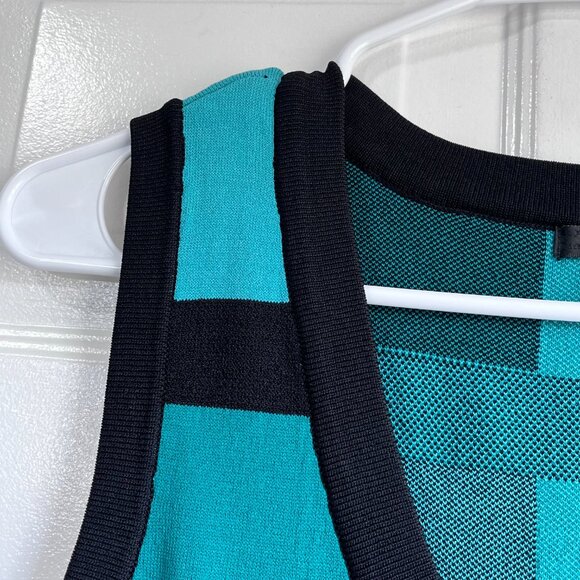 XoXo Teal Green and Black V Neck Bodycon Sleeveless Knit Dress Size Large - Picture 6 of 9